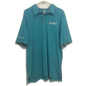 2015 NBC Golf Ashworth Turquoise Blue Gray Golf Polo Men’s Size Large